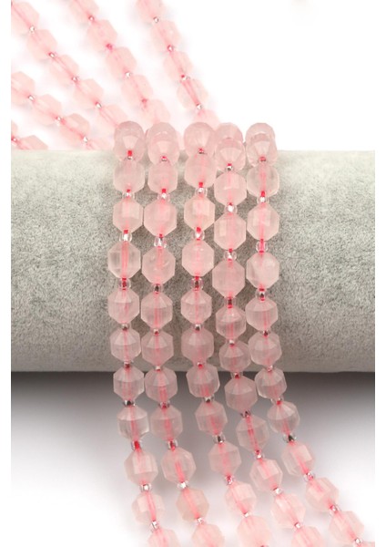 Pembe Kuvars Doğal Taş Dizi 7 x 8 mm Hexagonal Kesim