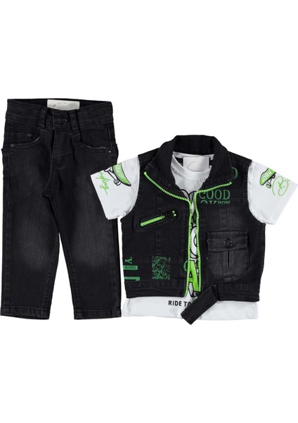 158281 Kot Yelekli Erkek Takım - Siyah - 6-7 Yaş