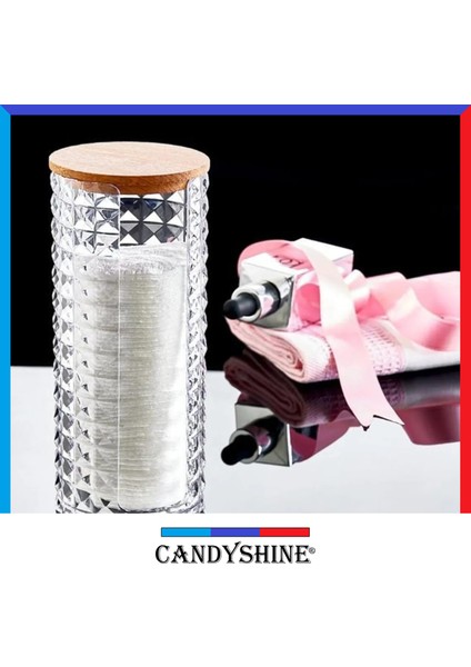 Candy Shine Ahşap Kapak 3'lü Organizer Set Modern Pamukluk Banyo Düzenleyici Şık 3'lü Pamukluk Set