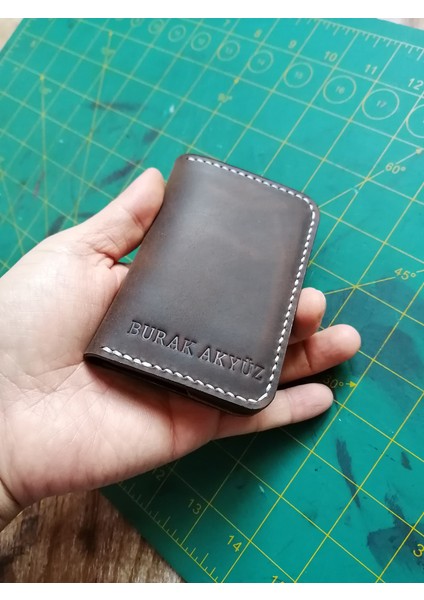 Isimli Deri Kartlık Minimalist El Yapımı Kahverengi Deri Kartlık Cüzdan MK35 fiyatları