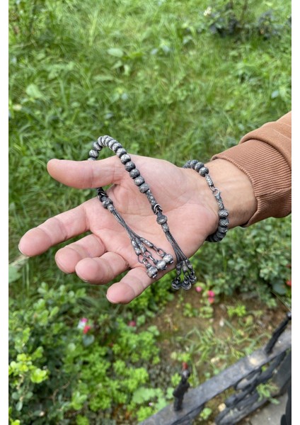 Maskülen Şıklıkta Oksitli Gümüş Kazaziye Zaza Tesbih ve Bileklik Kombini- Hediyelik Özel Kutusunda fiyatları