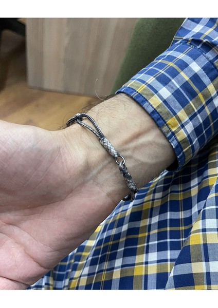 Gümüş Kazaziye Örgü Bileklik BIL068 - Uniseks Kullanıma Uygun Hediye Için Uygun fiyatları