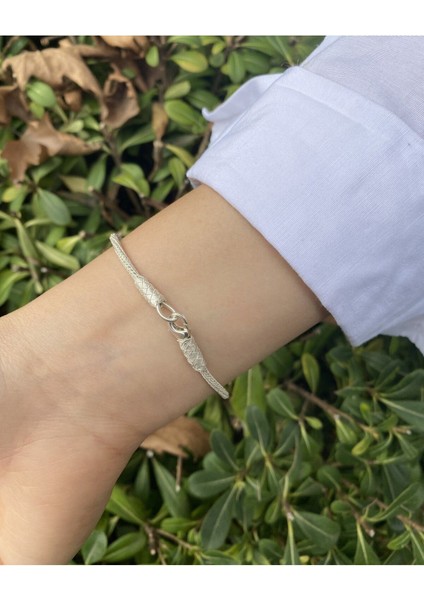 Gümüş Kazaziye Damla Modeli Top Detaylı Örme Bileklik- Geleneksel Tasarım El Işi Bileklik modelleri
