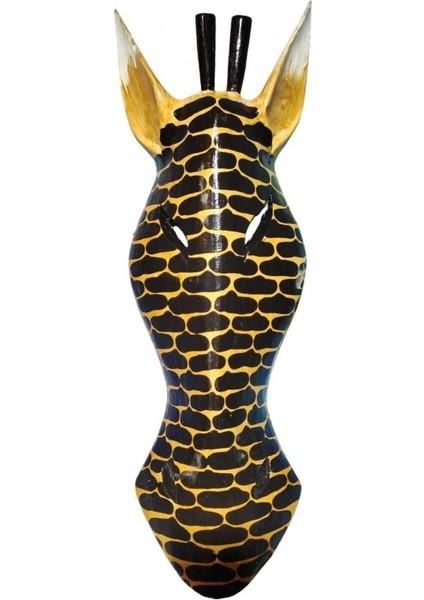 Ahşap Zürafa Mask 50 cm Duvar Dekoru