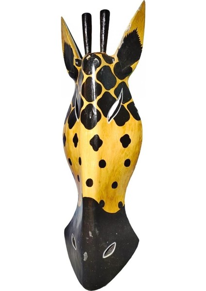 Ahşap Zürafa Mask 50 cm Duvar Dekoru