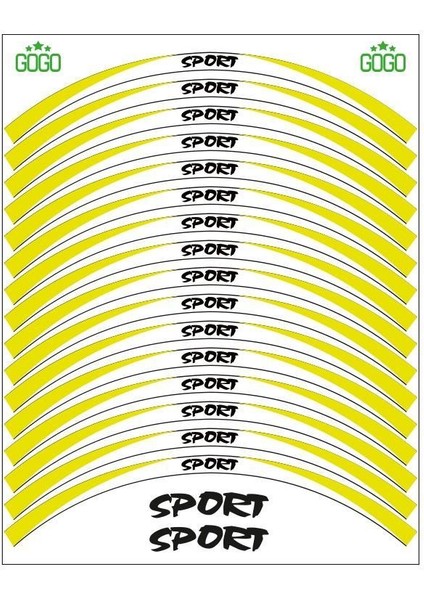 Sarı Beyaz Sport Reflektörlü 1 Set Jant Şeridi