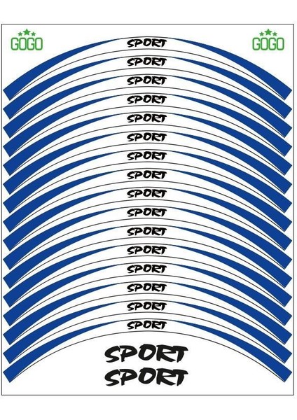 Mavi Beyaz Sport Reflektörlü 1 Set Jant Şeridi