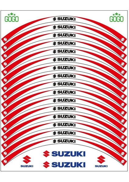 Kırmızı Beyaz Suzukı Uyumlu Reflektörlü 1 Set Jant Şeridi