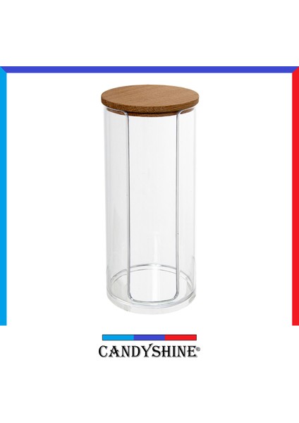 Candy Shine Ahşap Kapak 3'lü Organizer Set Modern Pamukluk Banyo Düzenleyici Şık 3'lü Pamukluk Set