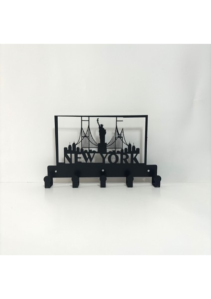 Metal Dekoratif New York Desenli Anahtarlık Askısı