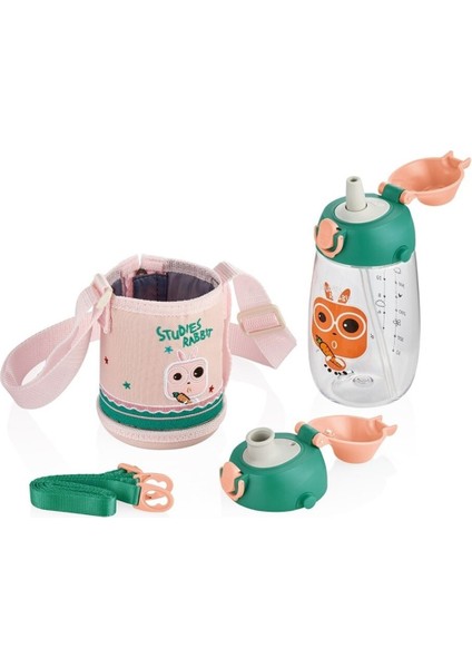Uzspace 2041 700ML Kılıflı Taşıma Askılı Tritan Çocuk Su Matarası