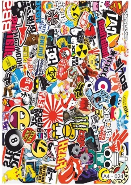 A4 Sticker 024 Tek Paket Çoklu Sticker