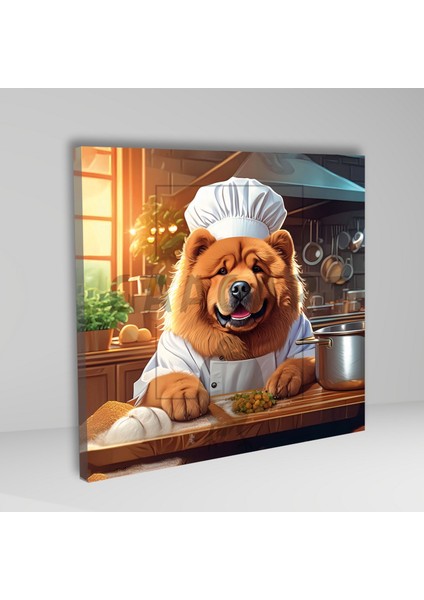 Kare Kanvas Mutfak Tablosu Aşçı Hayvanlar Chow Chow Köpek fiyatları