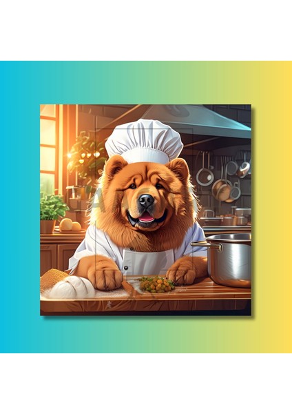 Kare Kanvas Mutfak Tablosu Aşçı Hayvanlar Chow Chow Köpek modelleri