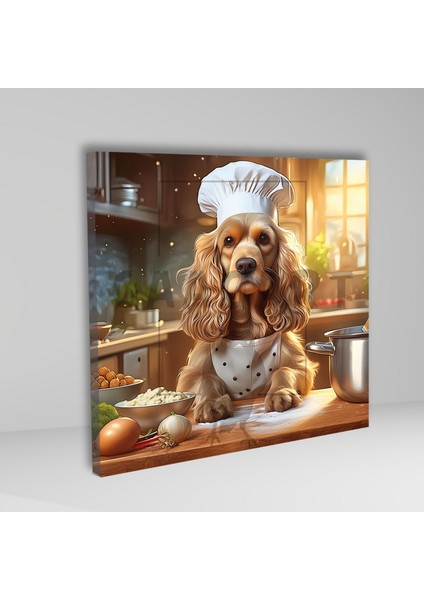 Kare Kanvas Mutfak Tablosu Aşçı Hayvanlar Cocker Köpek fiyatları