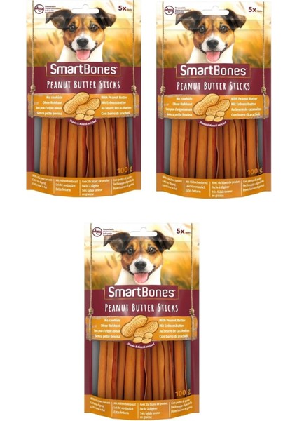 Smart Bones Tavuklu ve Fıstık Ezmeli Stick Köpek Ödülü 5'li 100 gr x 3 Adet