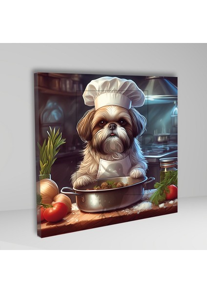 Kare Kanvas Mutfak Tablosu Aşçı Hayvanlar Shih Tzu Köpek fiyatları