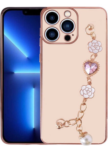 RESVEQ Apple iPhone 12 Pro Max Uyumlu El Tutamaçlı Kamera Korumalı Taka Silikon Kapak-Pembe