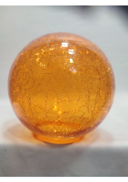 Glob Avize Camı.TURUNCU RENKTE.çatlatılmış desenli(ÇAPI:15.00cm-DUY YUVASI:7.00cm)