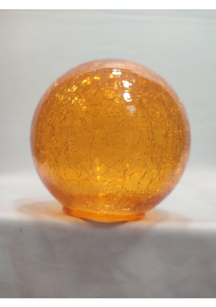 Glob Avize Camı.TURUNCU RENKTE.çatlatılmış desenli(ÇAPI:15.00cm-DUY YUVASI:7.00cm)