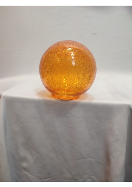 Glob Avize Camı.TURUNCU RENKTE.çatlatılmış desenli(ÇAPI:15.00cm-DUY YUVASI:7.00cm)