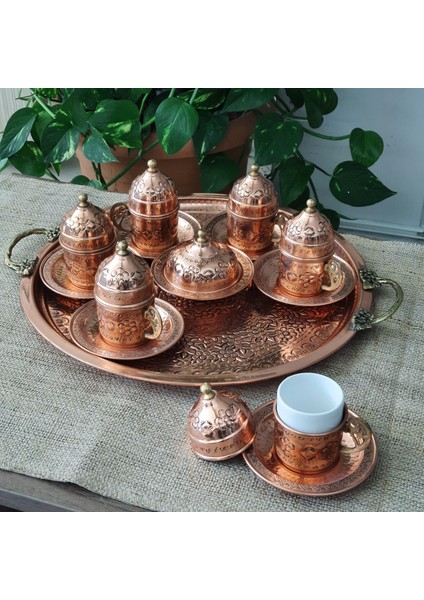 Bakır Fincan Seti Işlemeli Altılı Mat fırsatları