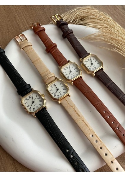 Bs Stıll Minimal Vintage Kadın Kol Saati Retro Quartz Deri Kordon Minik Kare fırsatları