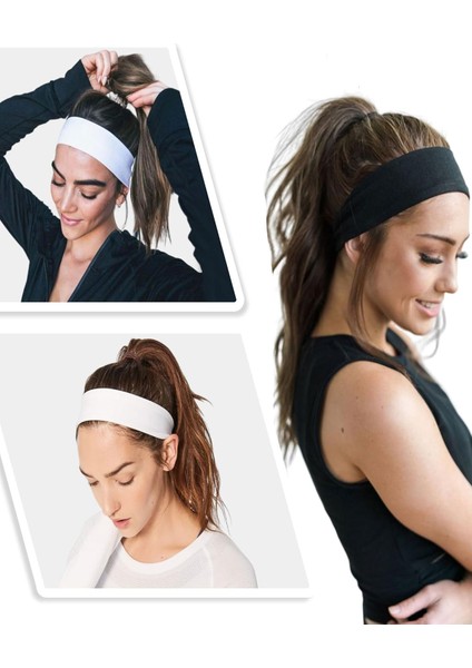 2'li Pamuklu Esnek Yoga Bandana Koşu Bandı Saç Bantları Gym Pilates Saç Bandı - Makyaj Yüz Yıkama Saç Aksesuarları - Sporcu Saç Bandı Seti Siyah & Beyaz fiyatları