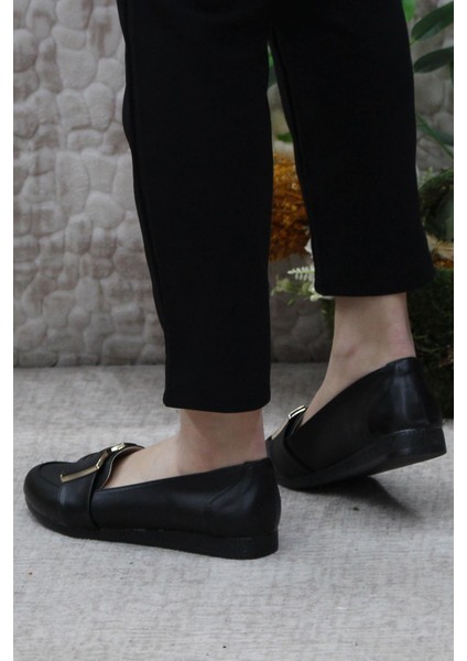 Sdf 42613 Siyah Hafif Rahat Taban Şık Kadın Babet Günlük Ayakkabı fırsatları