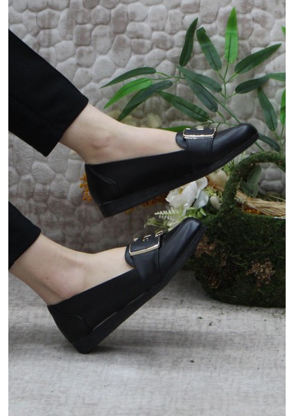 Sdf 42613 Siyah Hafif Rahat Taban Şık Kadın Babet Günlük Ayakkabı indirimleri