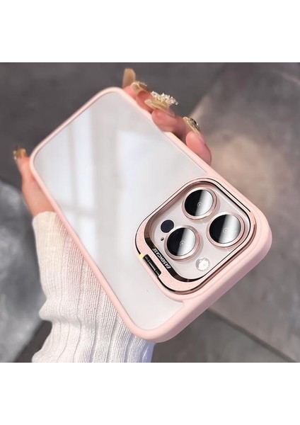 iPhone 14 Uyumlu Kılıf + Lens Koruyucu Set Kamera Stant Özellikli Arkası Sararmaz Şeffaf Kenarı Silikon modelleri