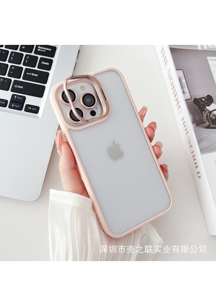iPhone 14 Uyumlu Kılıf + Lens Koruyucu Set Kamera Stant Özellikli Arkası Sararmaz Şeffaf Kenarı Silikon fırsatları