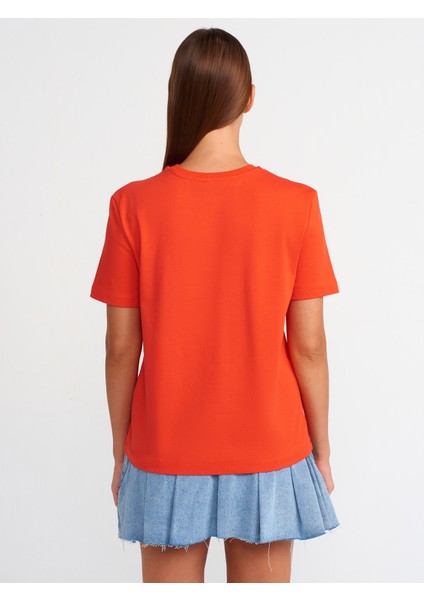 31069 Pamuklu Bisiklet Yaka T-Shirt-Kırmızı fiyatları