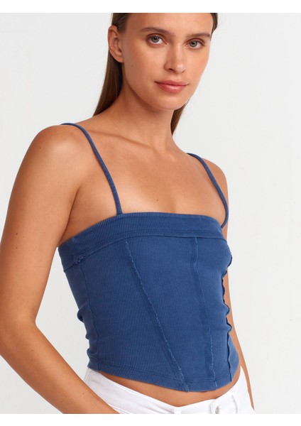 20794 Askılı Crop Top-Indigo