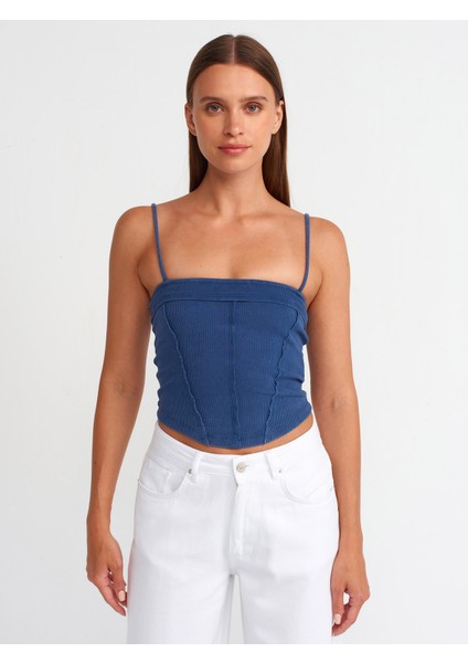 20794 Askılı Crop Top-Indigo