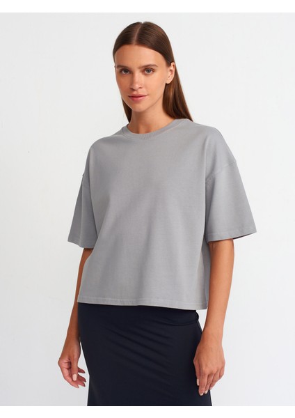 31017 Kısa Kollu Pamuklu T-Shirt-Gri