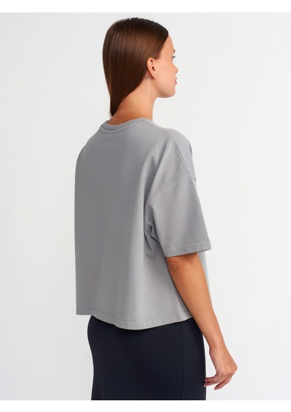 31017 Kısa Kollu Pamuklu T-Shirt-Gri fiyatları