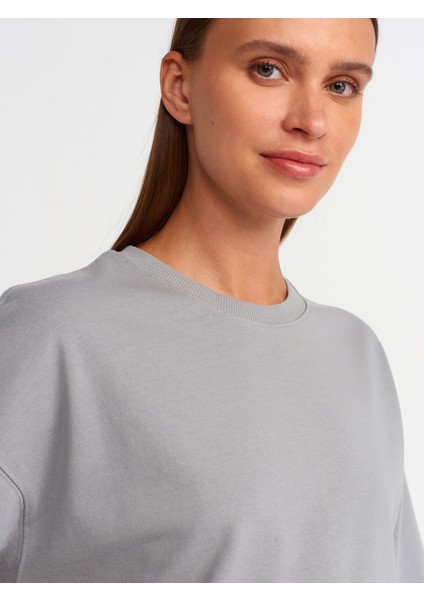 31017 Kısa Kollu Pamuklu T-Shirt-Gri fırsatları