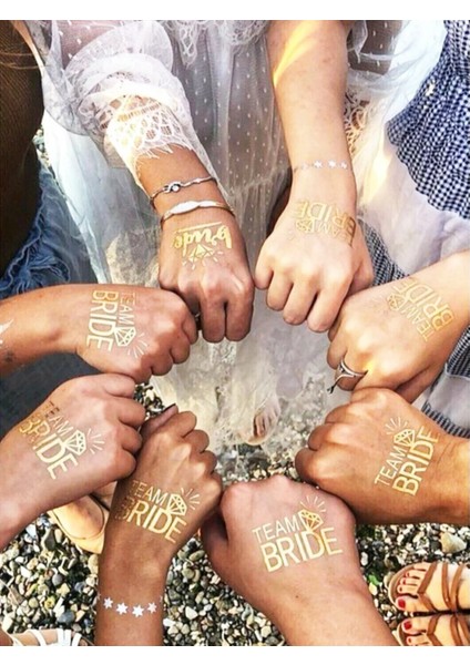10'lu Gold Team Bride Dövme (Bride & Bride To Be & Bride Party)