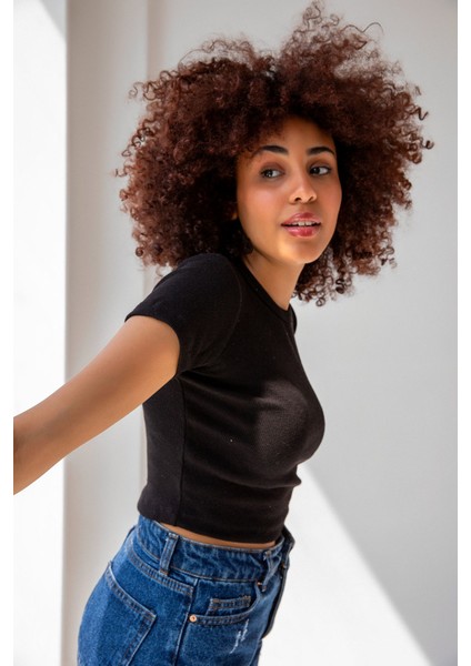 Fitilli Bisiklet Yaka Basic Tshirt fiyatları