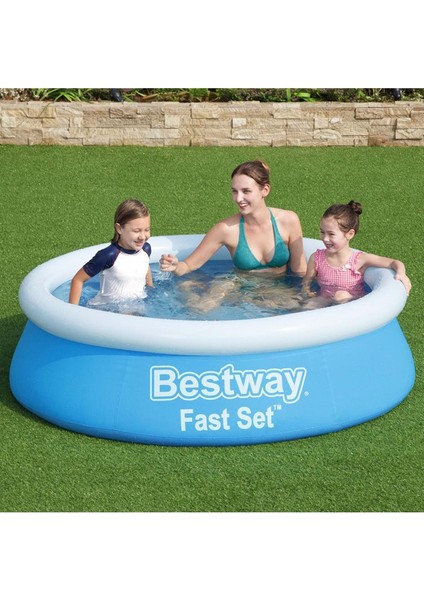 Mavi Hızlı Kurulumlu Havuz 183 cm x 51 cm 57392 3 Kişilik 51-60 cm 183 cm (72 Inç) Şişme