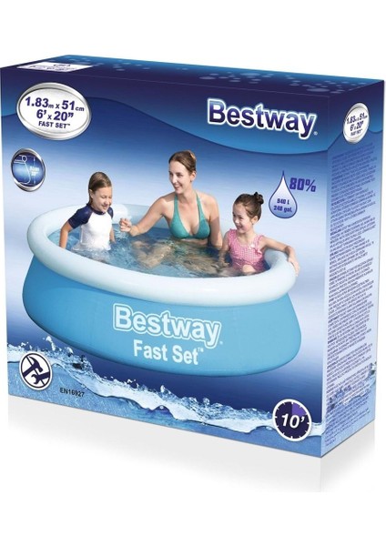 Mavi Hızlı Kurulumlu Havuz 183 cm x 51 cm 57392 3 Kişilik 51-60 cm 183 cm (72 Inç) Şişme fırsatları