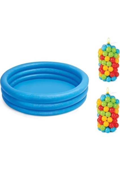 Beyaz 200 Toplu Süper Havuz Seti 28 cm 3 - 4 Yaş 114 cm 3'lü Pompa Dahil Değildir