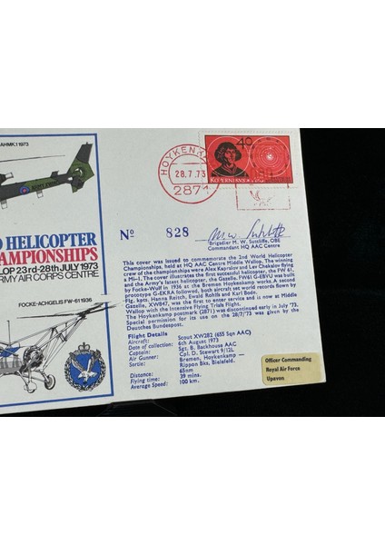 Dünya Helikopter Şampiyonluğu World Helicopter Championships Signed Brigadier Sutcliffe 1970S Fdc Nadir modelleri
