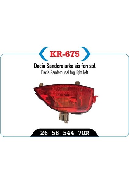 Kaya Plastik Dacia Sandero Sol Arka Sis Farı 265854470R