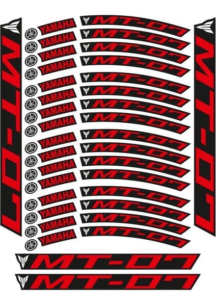 Yamaha Kırmızı Baskı Yamaha Mt-07 Uyumlu Jant Şeridi