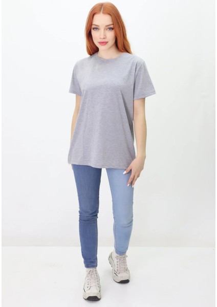 Oversize Baskısız T-Shirt -