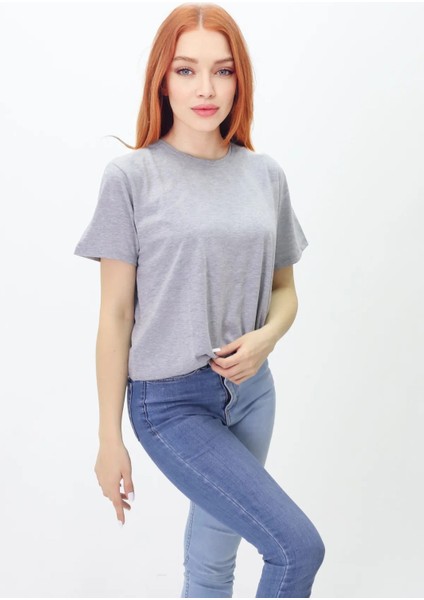 Oversize Baskısız T-Shirt -