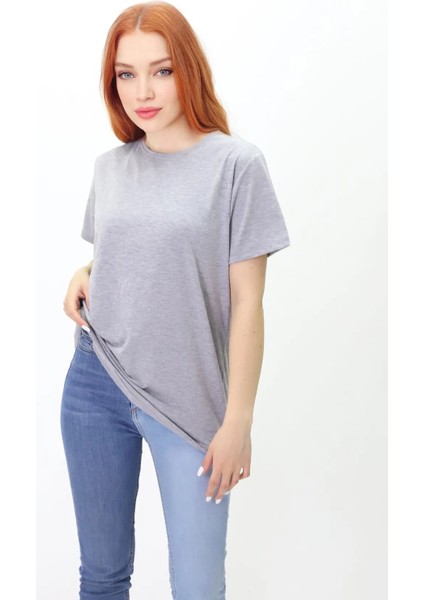 Oversize Baskısız T-Shirt -