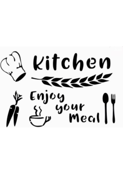 Stencil Sarayi Boyama Şablon Mutfak Obje ve Yazıları - 8183